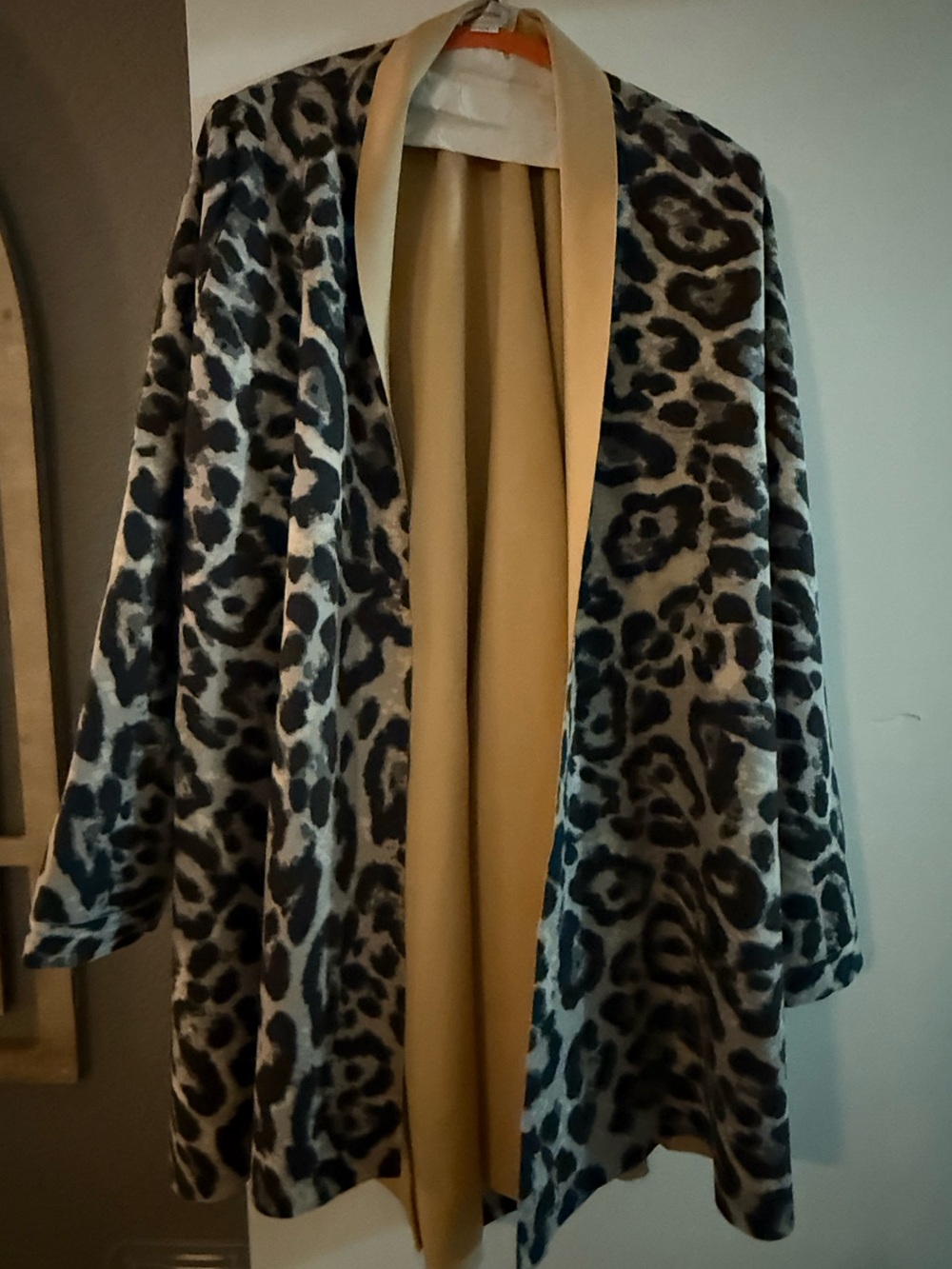 Chico's Beige and Black Leopard Print Open-Front Coatigan